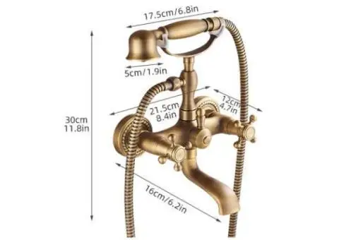 Traditional Antique Brass Finish Tub Tap With Hand Shower - TSA011 - 5/6