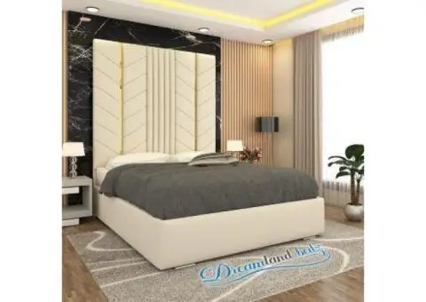 Luxurious Golden Pyramid Bed with Optional Ottoman Storage { 3 pieces split headboard} - 1/8