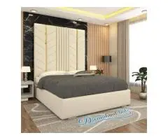 Luxurious Golden Pyramid Bed with Optional Ottoman Storage { 3 pieces split headboard}