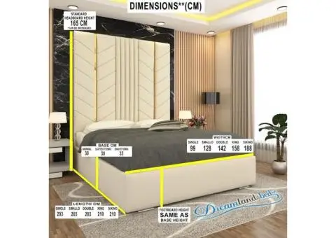 Luxurious Golden Pyramid Bed with Optional Ottoman Storage { 3 pieces split headboard} - 2/8