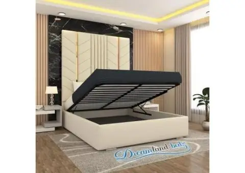 Luxurious Golden Pyramid Bed with Optional Ottoman Storage { 3 pieces split headboard} - 4/8