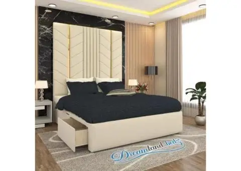 Luxurious Golden Pyramid Bed with Optional Ottoman Storage { 3 pieces split headboard} - 5/8