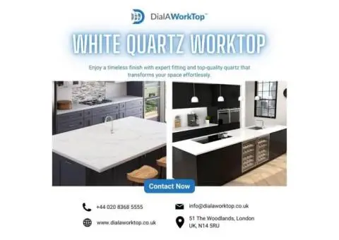 White Quartz Worktop | +44 0208 368 5555 | DialAWorkTop