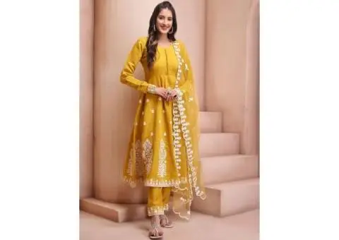 Shop Yellow Salwar Suit for Women at Mirraw - 1/5