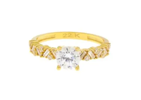 22ct Gold CZ Hexagon Ring