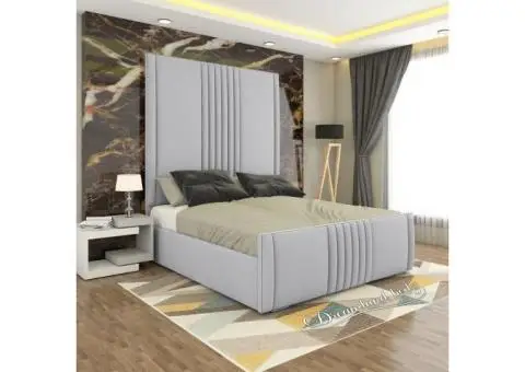 The Alexandria High Panel Bed Frame With Optional Ottoman Storage (Split Headboard) - 1/5