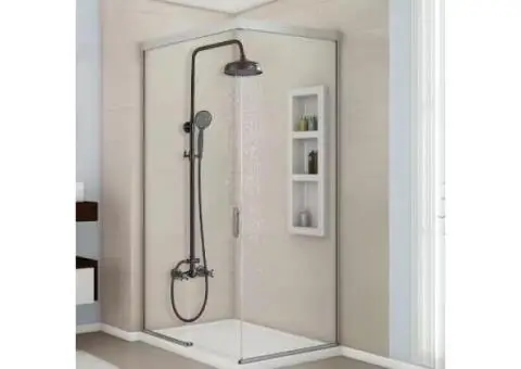 Antique Black Wall Mount Retro Kit Dual Knobs Handheld Spray Brass Shower Taps Set TS0310 - 1/5