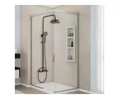 Antique Black Wall Mount Retro Kit Dual Knobs Handheld Spray Brass Shower Taps Set TS0310