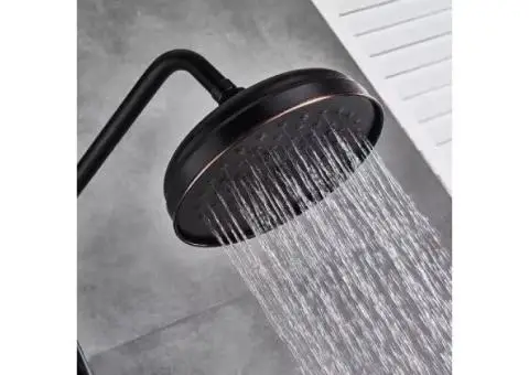 Antique Black Wall Mount Retro Kit Dual Knobs Handheld Spray Brass Shower Taps Set TS0310 - 4/5