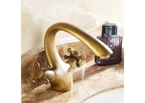Antique Brass Centerset Two Handles Bathroom Sink Tap T0402A - 2/4