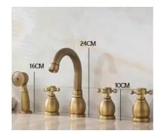 Antique Brass Five-pieces Widespread Tub Tap with Hand Shower BT0328