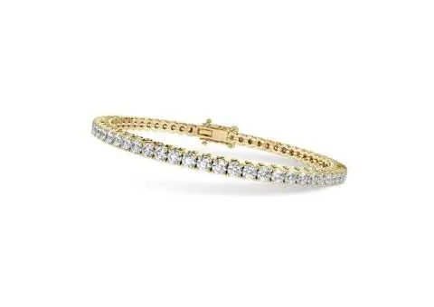 2.52 Ct Natural Round Diamond Claw Set Tennis Bracelet, 9K Yellow Gold