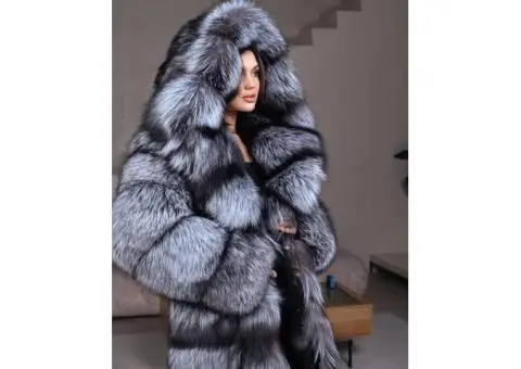 Silver-black fur coat - 3/5
