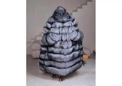 Silver-black fur coat - 4/5