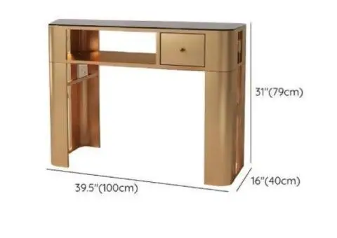 Glass Tabletop Manicure Tables with Metal Base, Freestanding - 39"L x 16"W x 31"H White - 2/6