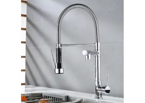 Full Copper Telescopic Spring Dual Outlet Universal Kitchen Pull-out Tap TP0125 - 1/4