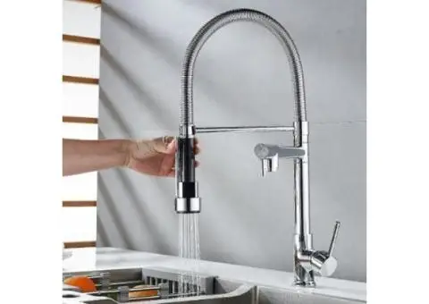 Full Copper Telescopic Spring Dual Outlet Universal Kitchen Pull-out Tap TP0125 - 2/4