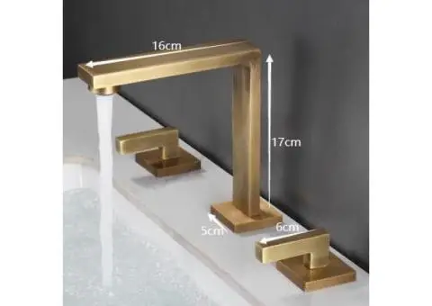 Antique All Copper European-Style Three-Hole Bathroom Basin Mixer Tap T0278A - 3/3