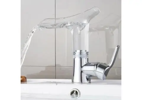 Bathroom Basin Tap 360° Rotatable Glass Waterfall Spout Mixer Bathroom Sink Tap TA0168 - 3/4