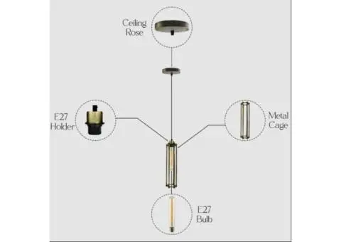 Industrial Ceiling Pendant Light Metal Cage Lampshade Hanging Retro Lamp - 5/6