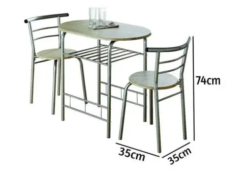 Compact Oak Dining Table Set – Includes 2 Chairs