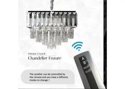 Crystal Chrome Rectangular Droplet Ceiling Living Room Chandelier - 6/12
