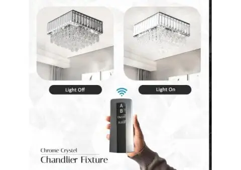 Crystal Chrome Rectangular Droplet Ceiling Living Room Chandelier - 7/12