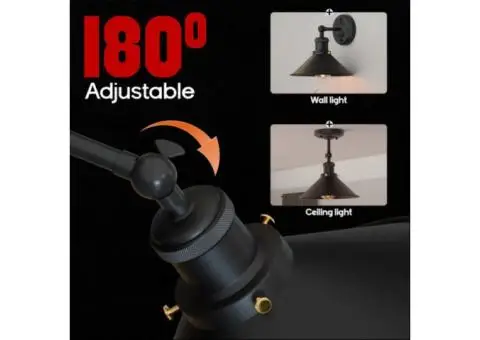 Metal Black Adjustable Arms Wall Lights Fittings Sconce Lamp - 1/6