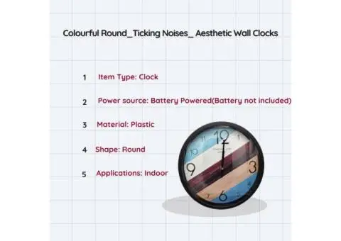 Colour Print -Modern Quartz Round Wall Clock - 2/3