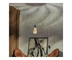 Grey Colour Dimmer Switch 4.5m Fabric Flex Cable Plug In Pendant Lamp