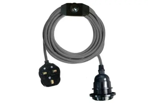 Grey Colour Dimmer Switch 4.5m Fabric Flex Cable Plug In Pendant Lamp - 5/5