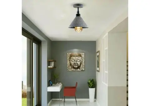 Retro Industrial Ceiling Flush Mount Light Metal Cone Shade Light Kit - 1/4