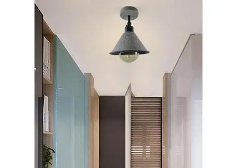 Retro Industrial Ceiling Flush Mount Light Metal Cone Shade Light Kit - 2/4