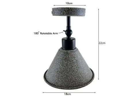Retro Industrial Ceiling Flush Mount Light Metal Cone Shade Light Kit - 4/4