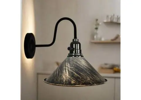 Vintage Shade Metal Retro Copper Colour Wall Light with switch Holder - 1/3