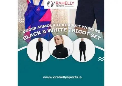 Under Armour Tracksuit Womens – Black & White Tricot Set