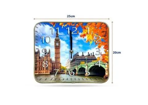 20Cm x 25Cm Wall art deco wall clocks London Porcelain Painting Clock - 3/6