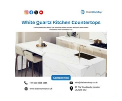 White Quartz Kitchen Countertops | +44 0208 368 5555 | DialAWorkTop