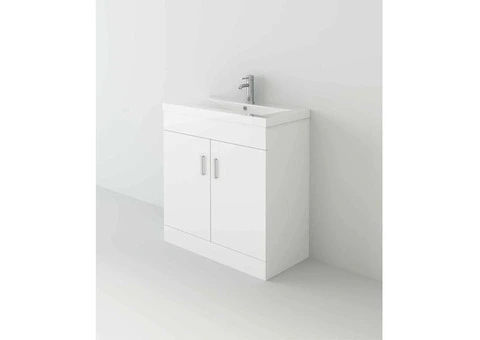 Venus Floor Standing Vanity Unit and Mid-Edge Basin - White - 2/2