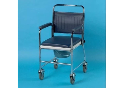 High quality mobile Wheeled Commode chair for storage purposes, the backrest is removable.