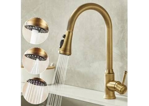 Antique Kitchen Tap Brass Single Handle Rotatable Mixer Pull-out Kitchen Sink Tap TP0178A - 2/4