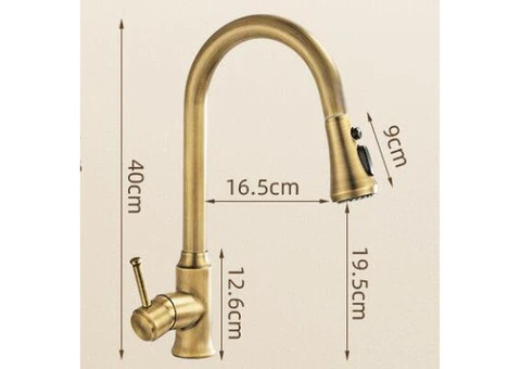 Antique Kitchen Tap Brass Single Handle Rotatable Mixer Pull-out Kitchen Sink Tap TP0178A - 4/4