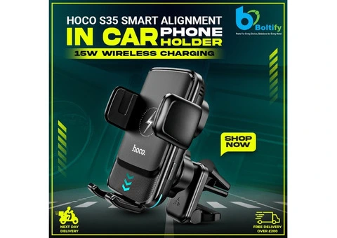 Shop Wholesale HOCO S35 Smart Alignment In Car 15W Wireless Charging Mobile Phone Car Holder