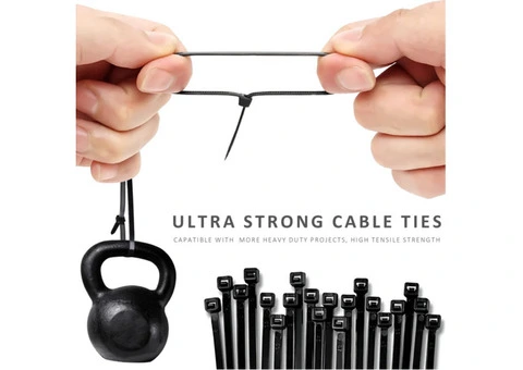 Black Cable Ties Self Locking Heavy Nylon Wire Wrap Zip - 1/5