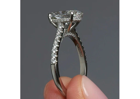 3ct Oval Cathedral Setting Lab Grown Diamond Engagement Rings - 1/3