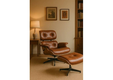 Iconic Design Charles Eames Lounge Chair & Ottoman – Walnut Wood brown