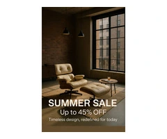 Iconic Design Charles Eames Lounge Chair & Ottoman – Walnut Wood brown