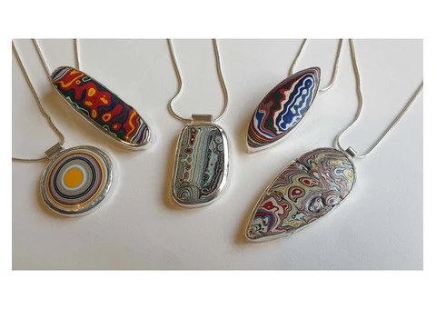 Solid Silver Fordite Earrings & Fordite Jewellery - 1/9