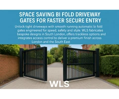 Space saving bi fold driveway gates for faster secure entry