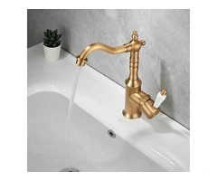 Antique Brass 360°Swivel Spout Single Handle Bathroom Basin Mixer Tap T0228A